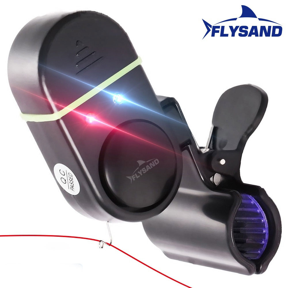 Bite Alarm - FLYSAND Fischbiss-Köder-Alarm, Alarmton, Glocke, 2 LEDs,
